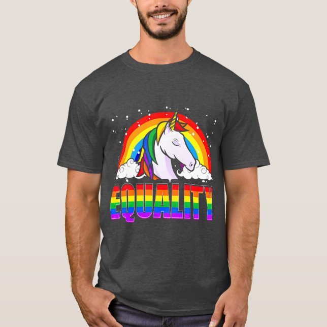 Equality Unicorn Rainbow Flag  LGBQ Gay Pride T-Shirt (Front)
