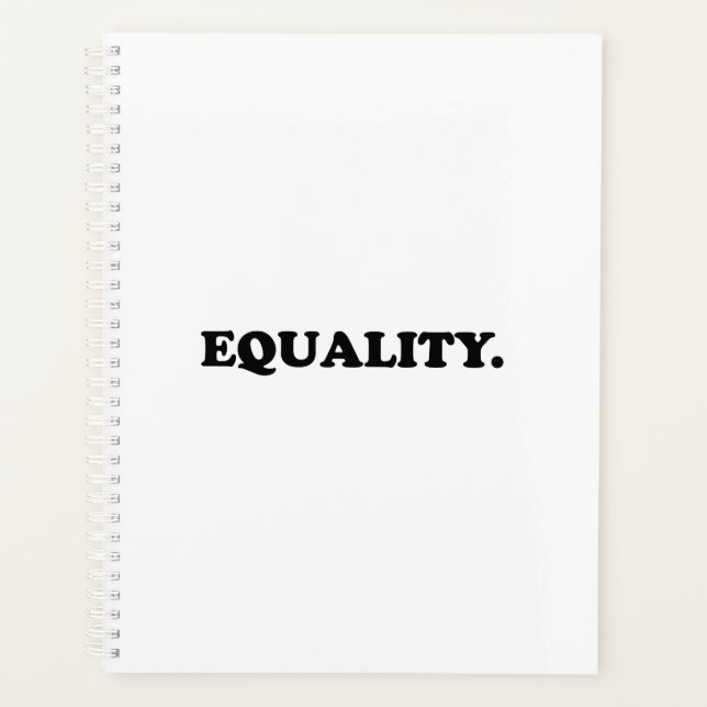 Equality white black modern typography minimalist planner (Front)