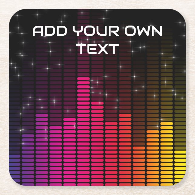 Equalizer Disco Lights Music Volume Custom Text Square Paper Coaster (Front)