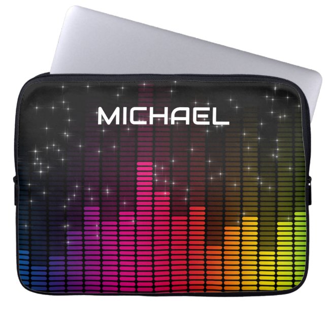 Equalizer Disco Lights Music Volume Personalised Laptop Sleeve (Front)