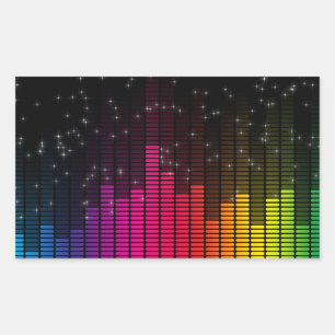 Equalizer Disco Lights Music Volume Rectangular Sticker