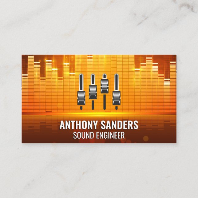 Equalizer Light Background | Mixer Icon Business Card (Front)