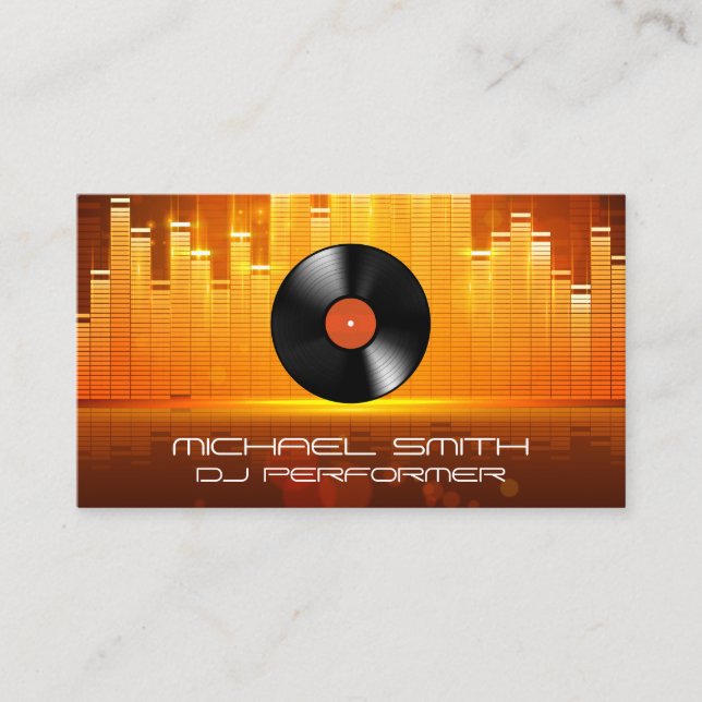 Equalizer Light Background | Vinyl Record Business Card (Front)