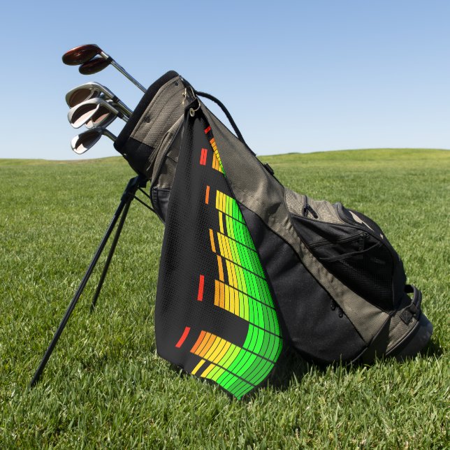 Equalizer Vibes from the Beat of DJ Music Black  Golf Towel (Green)