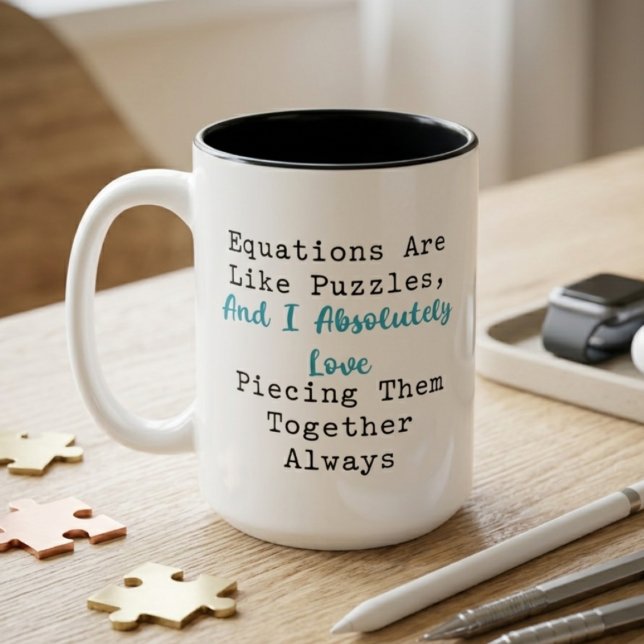 Equations Like Puzzles Love Piecing Them Together Two-Tone Coffee Mug (Creator Uploaded)