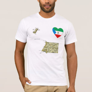 Equatorial Guinea Flag Heart and Map T-Shirt