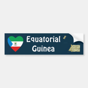 Equatorial Guinea Flag Heart + Map Bumper Sticker