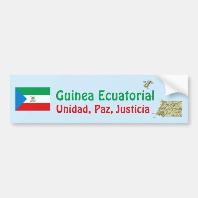 Equatorial Guinea Flag + Map Bumper Sticker (Front)