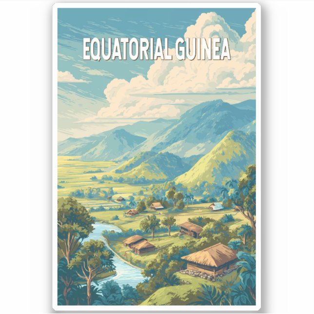Equatorial Guinea Illustration Travel Art Vintage (Front)