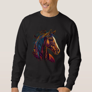 Equestrian Art Colorful Painting Horse Lover Cowgi Sweatshirt