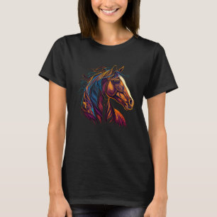 Equestrian Art Colourful Painting Horse Lover Cowg T-Shirt