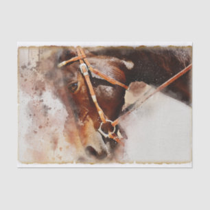 Equestrian Brown Horse Watercolor Decoupage Tissue Paper