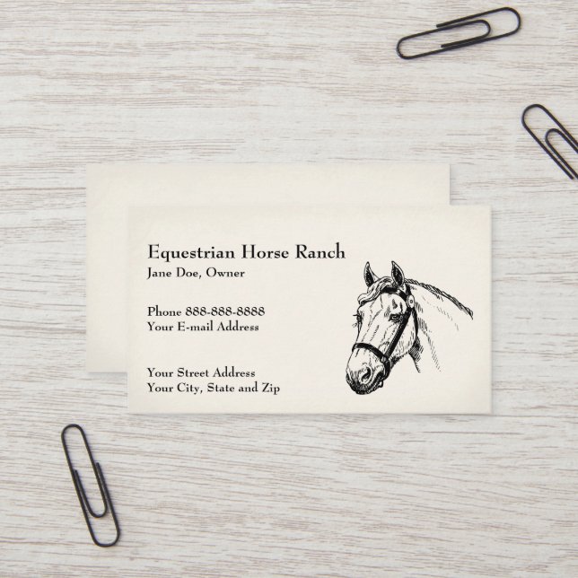 Equestrian Centre Riding Stables Business Card (Front/Back In Situ)