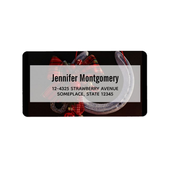 Equestrian Christmas Hanging Horseshoe Photo Label (Front)