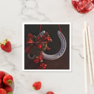 Equestrian Christmas Hanging Horseshoe Photo Napkin