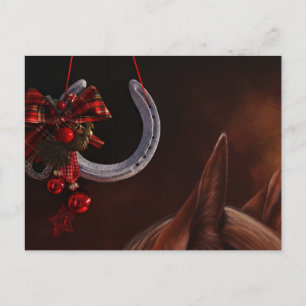 Equestrian Christmas Hanging Horseshoe Photo Postcard