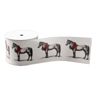 Equestrian Christmas Horse Festive Vintage Holiday Grosgrain Ribbon