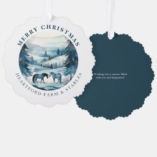 Equestrian Christmas Horses Festive Winter Forest Tree Decoration Card