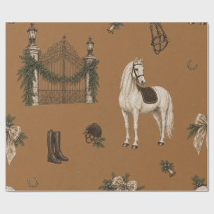 Equestrian Christmas Saddle Wrapping Paper