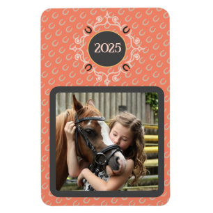 Equestrian Custom Text Lucky Horse Shoe Photo Magnet