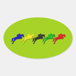 Equestrian dressage and show jumping horse oval sticker