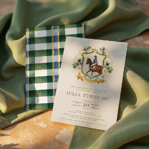 Equestrian Elegant Floral Horse Birthday Party Invitation
