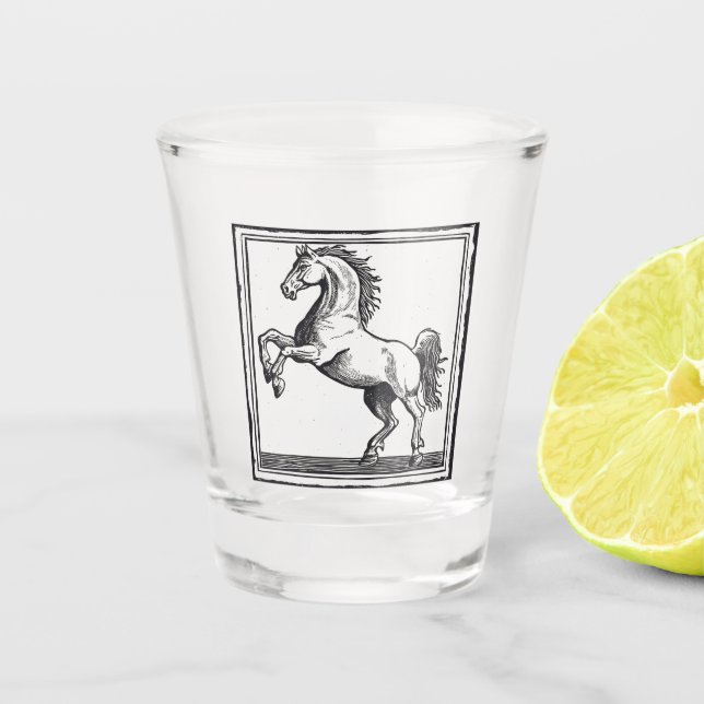 Equestrian Elegant Vintage Horse Illustration Shot Glass (Front)