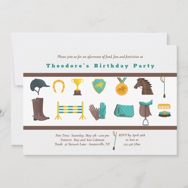 Equestrian Elements Birthday Party Invitation (Front)