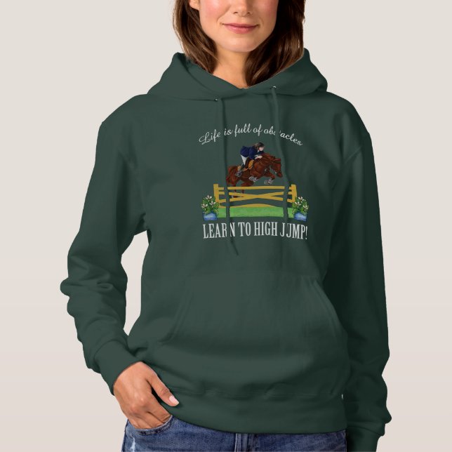 EQUESTRIAN ENGLISH JUMPING HORSE AND RIDER HOODIE (Front)