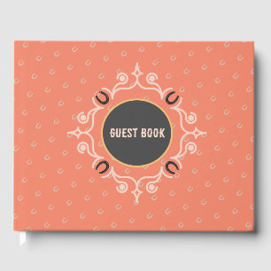 Equestrian Frame Lucky Horseshoe Pattern Guest Book
