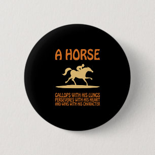Equestrian Gift A Horse Gallops 6 Cm Round Badge