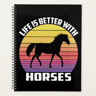 Equestrian Gift Cowgirl Black Horse Lover Daily Planner