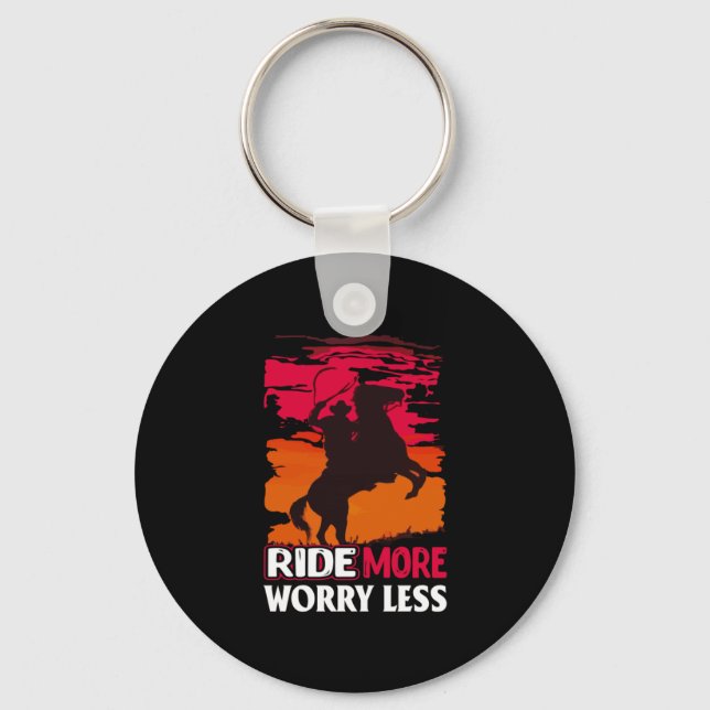 Equestrian Gift | Ride More Worry Less Key Ring (Front)