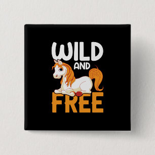 Equestrian Gift Wild And Free 15 Cm Square Badge