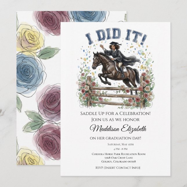 Equestrian Graduation Party Invitation (Front/Back)