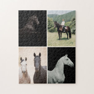 Equestrian Horse 4 Photo Collage Simple Custom Jigsaw Puzzle