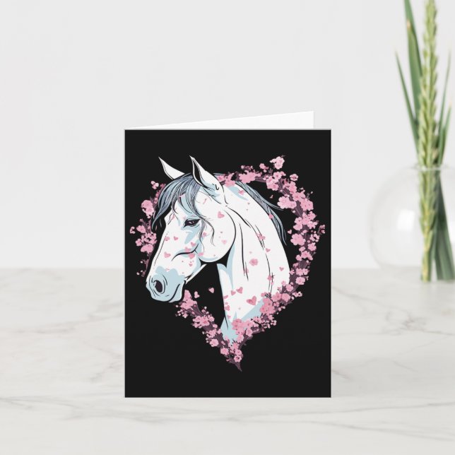 Equestrian Horse Cherry Blossom Horseback Riding  Card (Front)