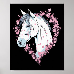 Equestrian Horse Cherry Blossom Horseback Riding Poster