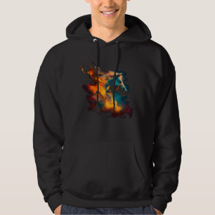 Equestrian Horse Fire Horseback Riding Cowgirl Wes Hoodie