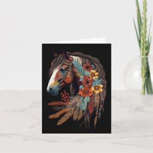 Equestrian Horse Girl Boho Western Cowgirl Horseba Card