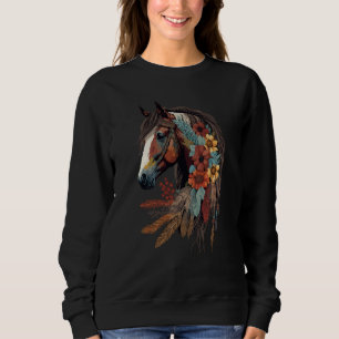 Equestrian Horse Girl Boho Western Cowgirl Horseba Sweatshirt