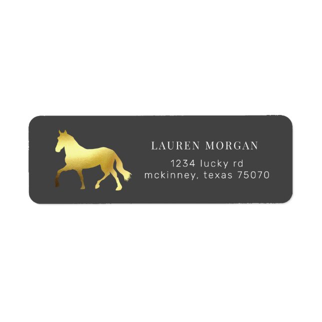 equestrian horse gold foil Return Address Label (Front)