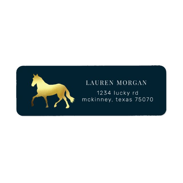 equestrian horse gold foil Return Address Label (Front)