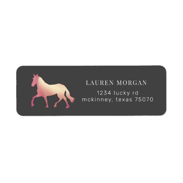 equestrian horse rose gold Return Address Label (Front)
