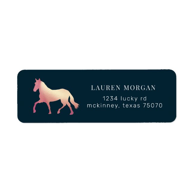 equestrian horse rose gold Return Address Label (Front)