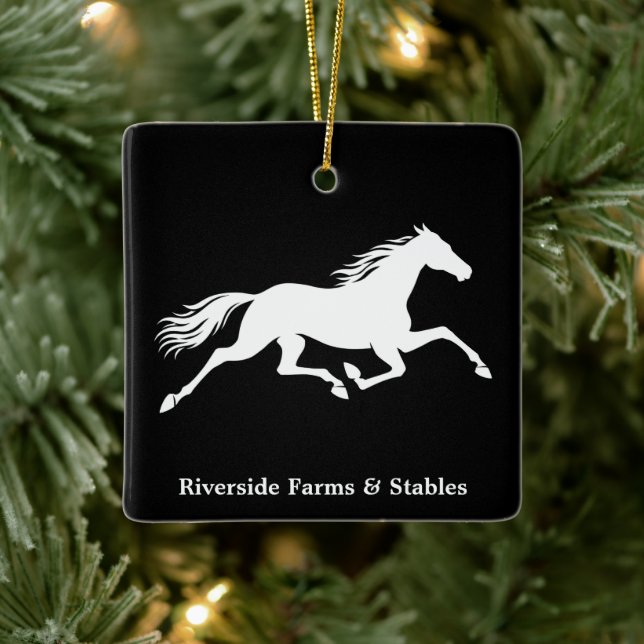 Equestrian Horse Stable Name Black Ceramic Ornament (Tree)