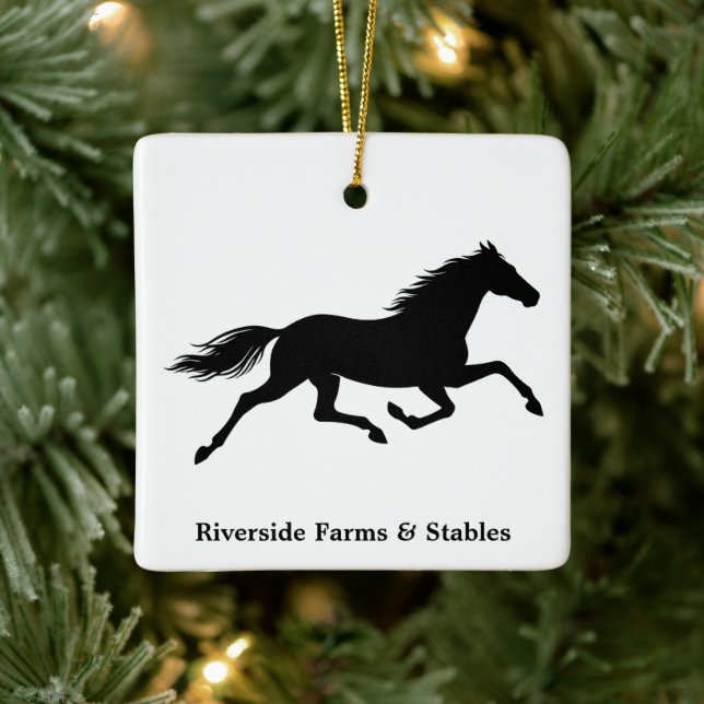 Equestrian Horse Stable Name White Ceramic Ornament (Tree)