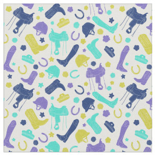 Equestrian Horseback Riding Themed Patterned Fabri Fabric