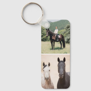 Equestrian Horses 2 Photo Collage Custom Text Key Ring