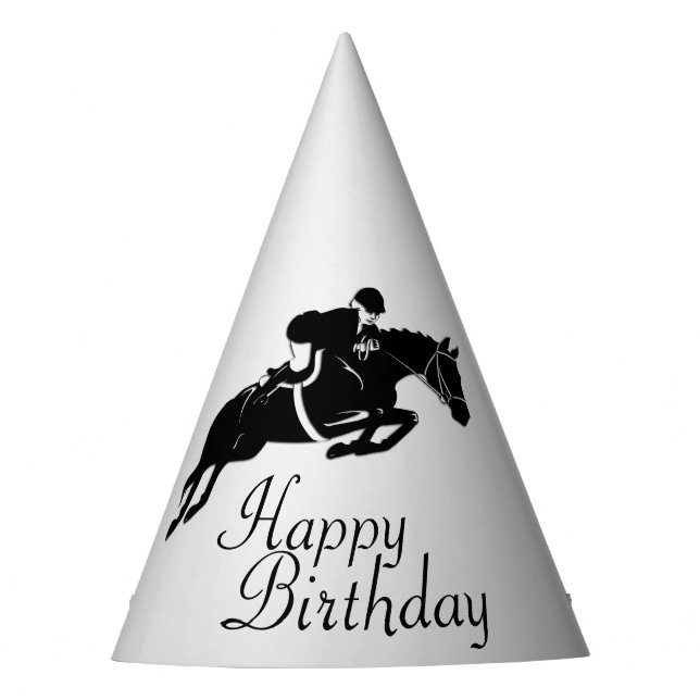 Equestrian Jumper Happy Birthday Party Hat (Front)